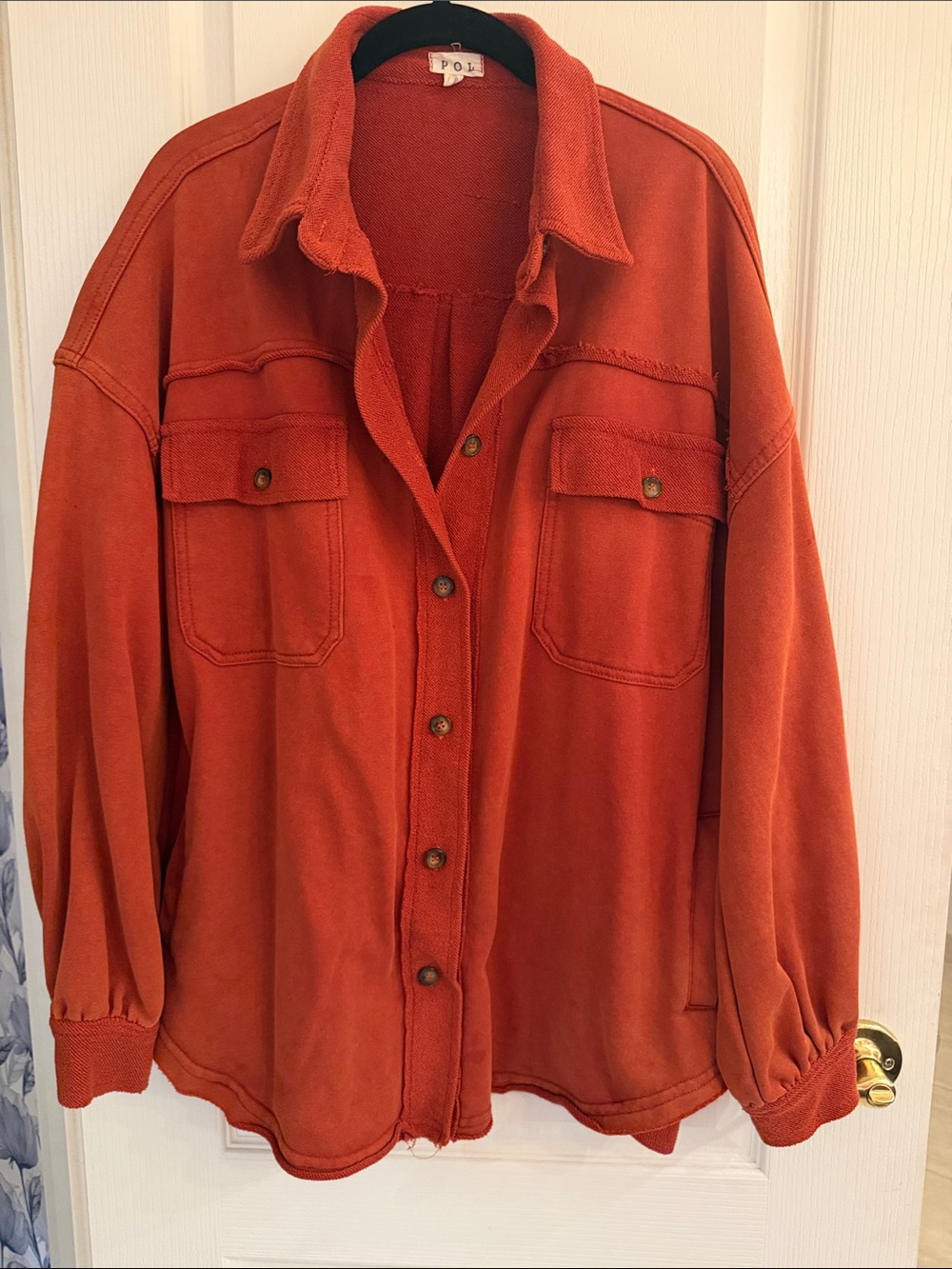 POL Women's Burnt Orange Utility Button-Up Jacket
